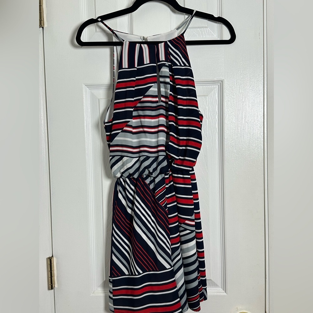 a'gaci Asymmetrical Romper - Navy, Red, White